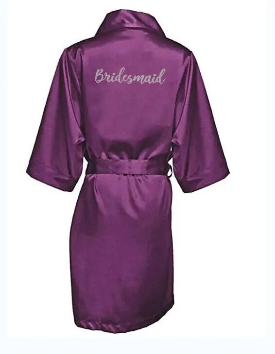 Plain Satin Robes Women Wedding Robe Bride Bridesmaid Robes Dressing Gown Silk Robe Slipper