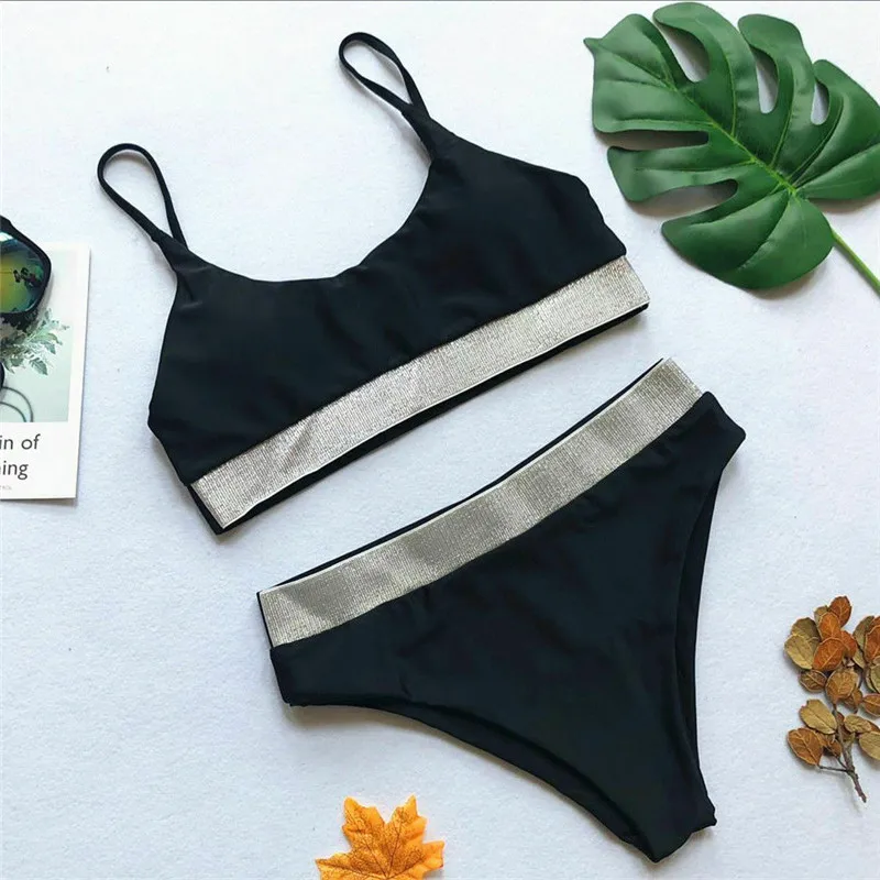 Push Up Swimwear Women High Waist Bikini set Solid Beach Bathing Suit Brazilian Swimsuit For Girls Bikini Swim Suit femme