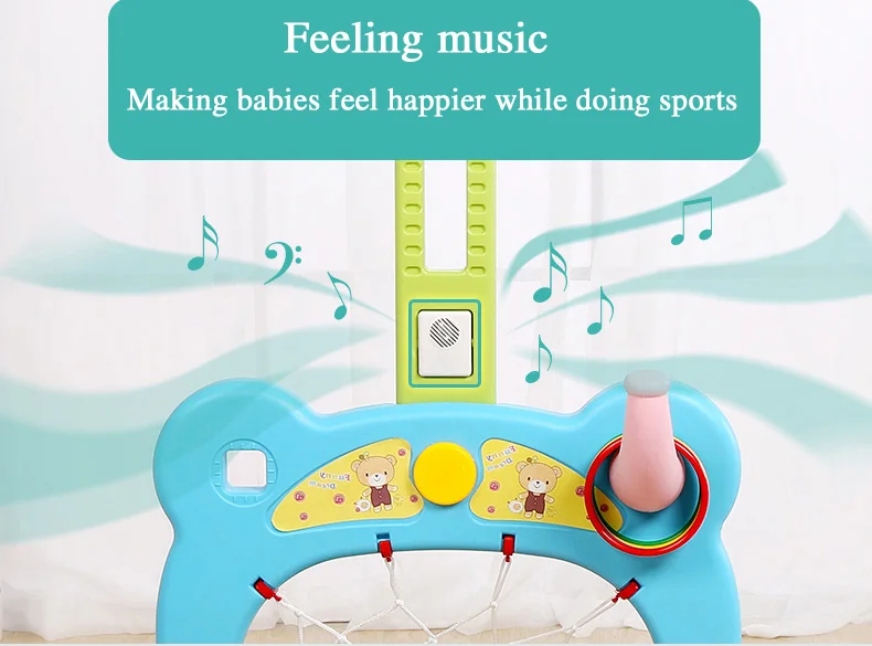 Baby Shining Baby Room Kids Sport Games Three in One Basketball Football Throwing Ring Height Adjustable Indoor Outdoor Plat Set