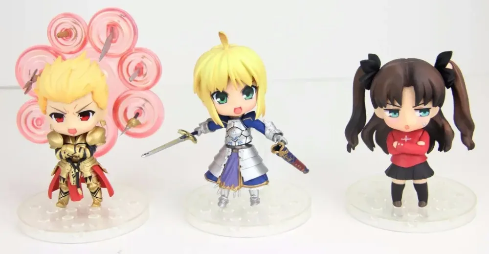 

Anime Fate Stay Night Fate 10CM 3PCS/SET Saber Gilgamesh Rin Shirou Archer PVC Action Figure Collectible Toy Model Briquedos
