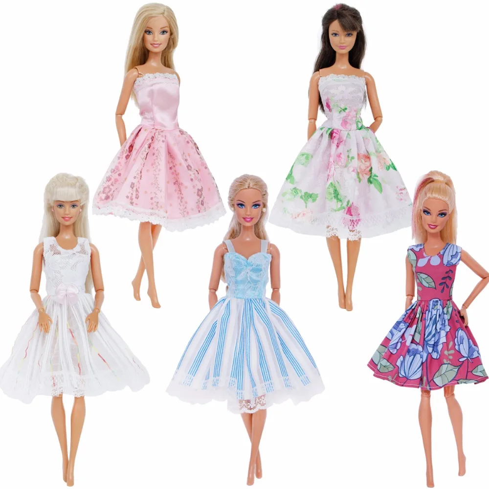 

High Quality 5 Pcs Mixed Style Dress Wedding Princesses Gown Sexy Lace Skirt Clothes For Barbie Doll Accessories Toy Kids Gifts