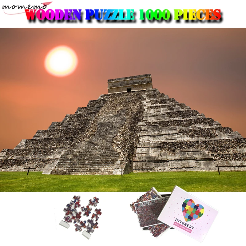 

MOMEMO Mayan Pyramids Adults Wooden Puzzle 1000 Pieces Wooden Jigsaw Puzzle World Famous Landscape Puzzle Education Toy for Kids