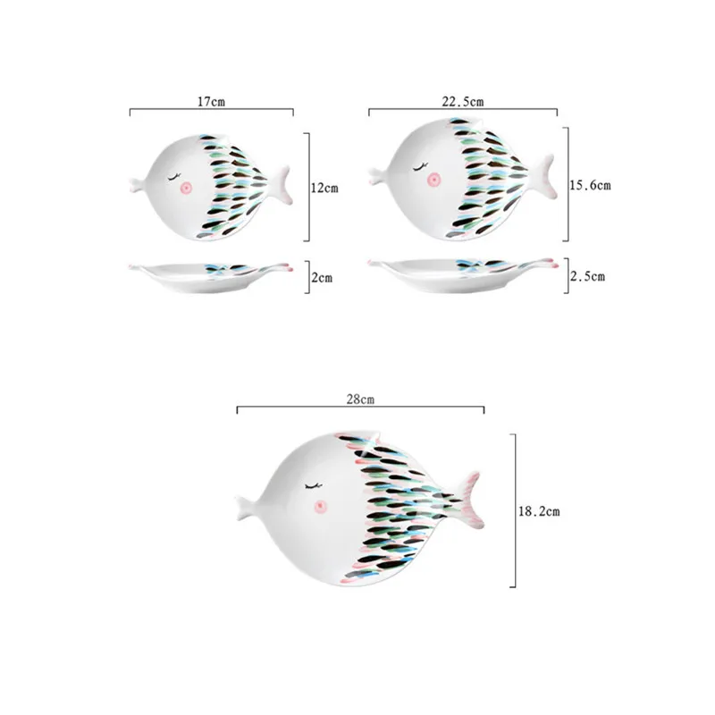 Керамическая тарелка в скандинавском поцелуе с рыбкой, милый мультяшный фарфор, обеденная тарелка, вечерние столовые приборы, тарелки для закуски, тарелка, десерт, торт, фруктовый поднос