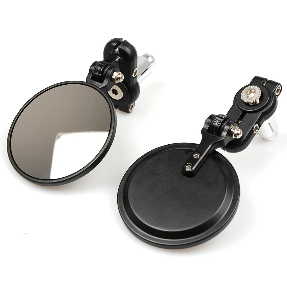 Universal 7/8"22mm Motorcycle Mirror Handlebar Grips Ends Mirror Side