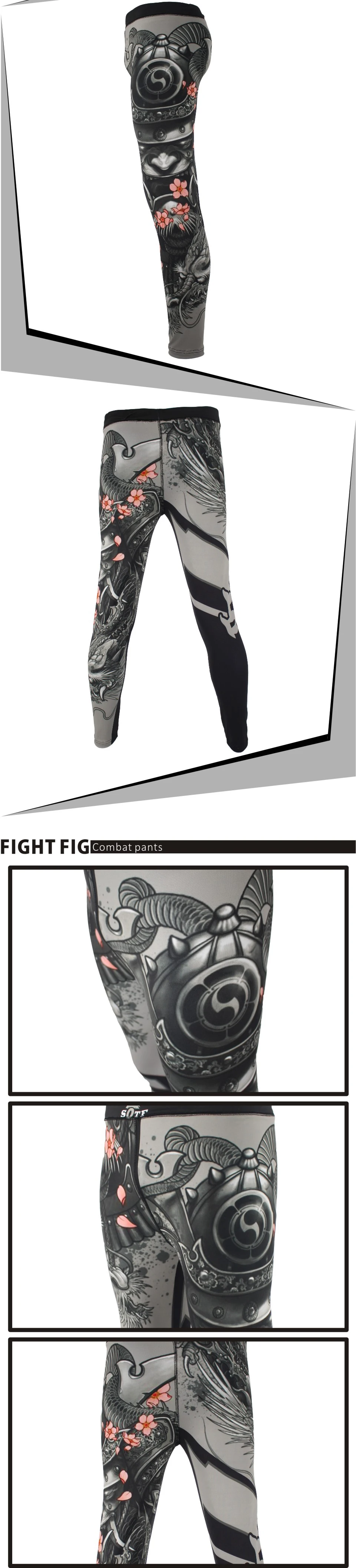 Набор для бокса, компрессионная футболка и штаны, 3D Рисунок волка, Рашгард, кикбоксинг, плотные длинные футболки, брюки, Муай Тай, MMA Fightwear