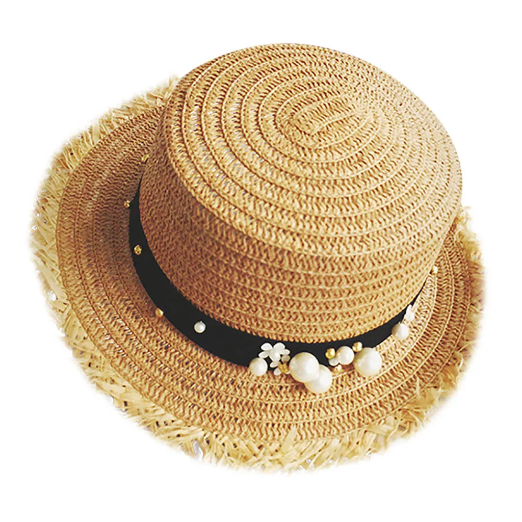 

Women'S Summer Visor Sweet Cute H made Pearl Holiday Hat Daily Leisure Leisure Sun Straw Hat For Kapelusz Lato Dziewczynka #LR1
