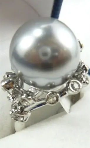 

Perfect 14mm gray sea shell pearl 18KGP ring(#6,7,8,9)