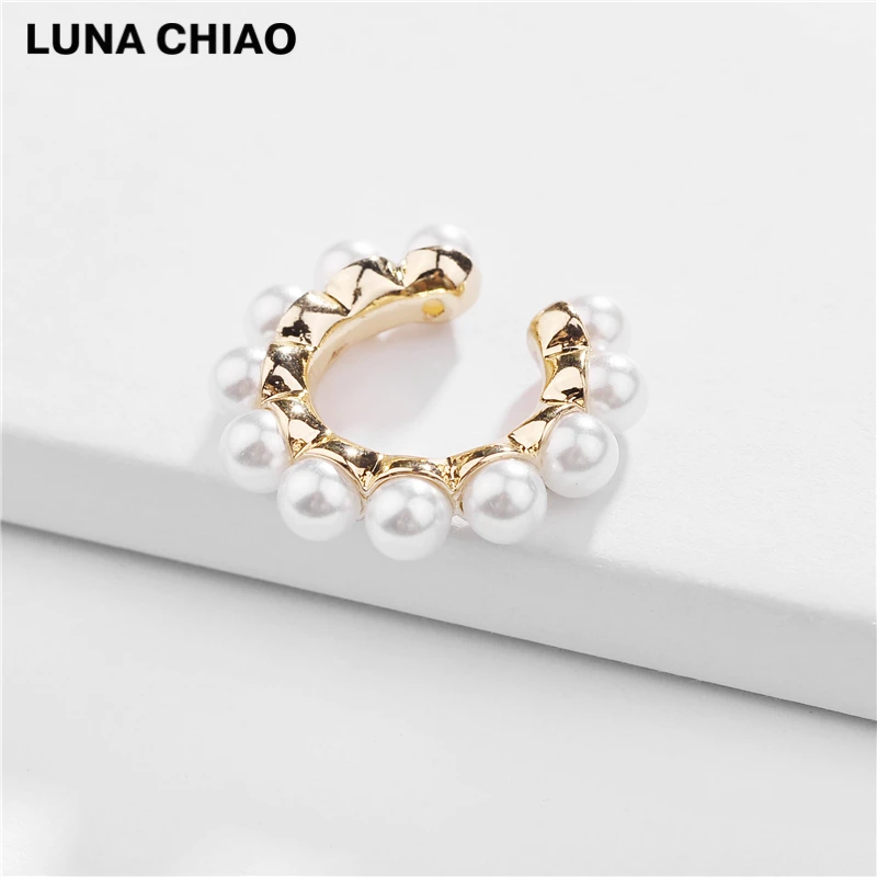 LUNA CHIAO, модные трендовые ювелирные аксессуары, ювелирные изделия, жемчужные металлические манжеты для ушей,, популярные серьги-манжеты для женщин