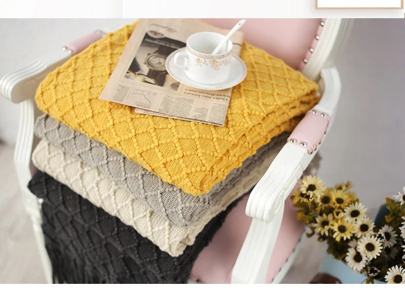 Battilo вязаное одеяло для путешествий покрывало на диван кисточки охлаждающее одеяло акриловый, со стразами 130x150 см