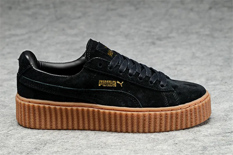 Кроссовки с коричневой подошвой. Кроссовки Rihanna Puma Creeper. Puma Rihanna Creeper мужские. Puma Suede Creepers мужские. Puma Suede Creepers женские.