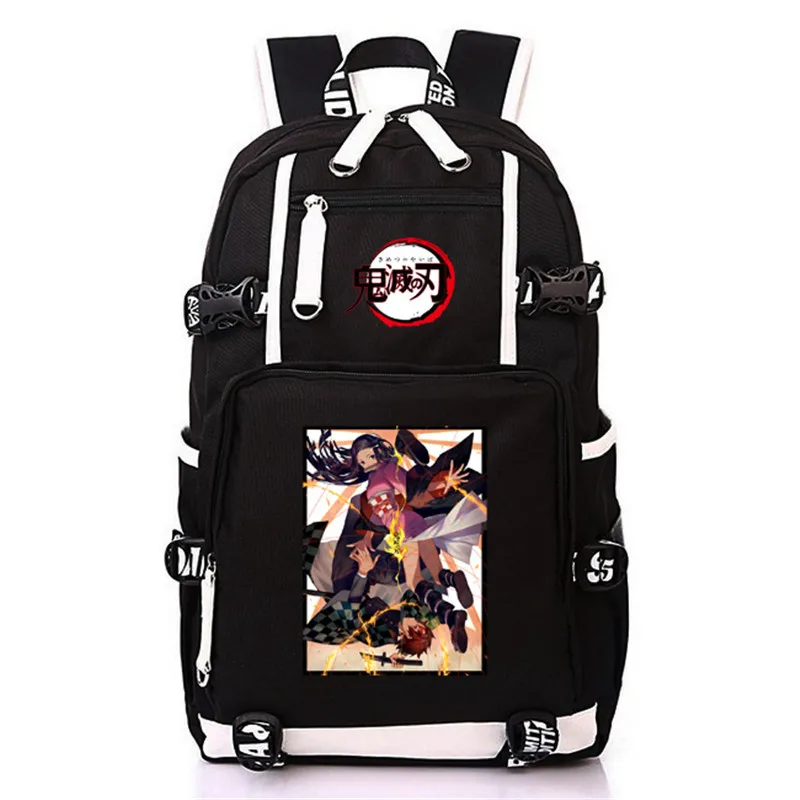 Японское аниме Demon Slayer: Kimetsu no Yaiba Bookbag школьные сумки холст USB рюкзак для ноутбука