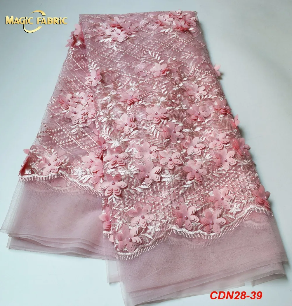

2018 high quality nigerian french lace embroidered tulle lace fabric for wedding dress,African lace fabric 5yards/lot CDN28