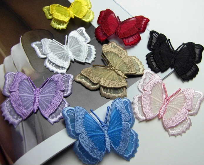 

10PCS Stereo Double Layer Butterfly Self Adhesive Lace Fabric Applique Patch Clothes Mend Modification Accessories RS780