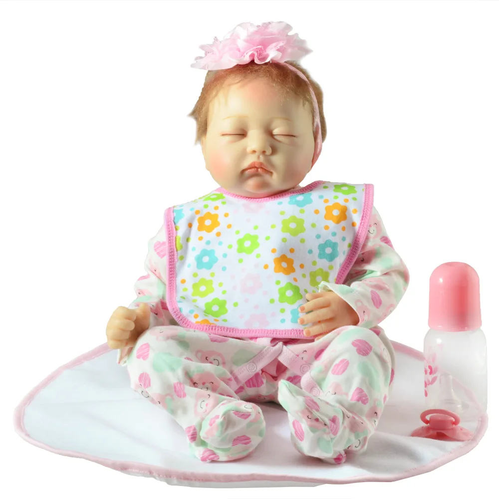 

55cm Cute Reborn Girl Doll Soft Silicone Lovely Princess Newborn Baby with Cloth Body Toy for Kids Birthday Christmas Gift