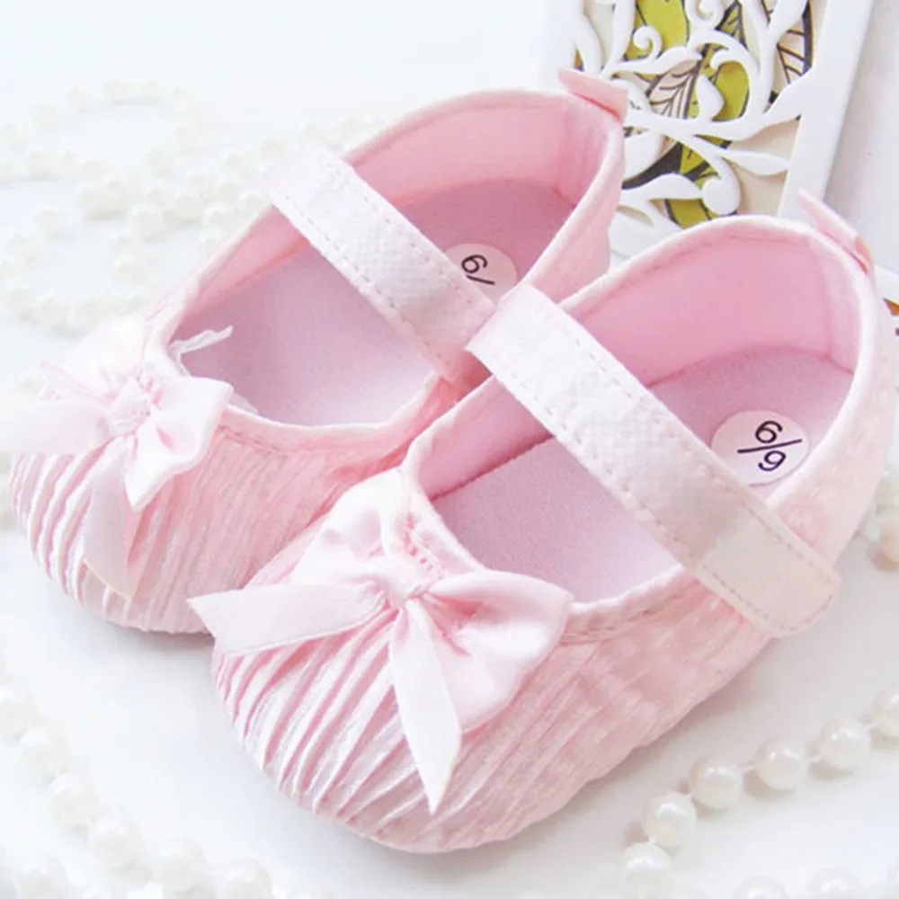 

Baby First Walker Princess Pink White Crib Shoes Infant Toddler Girls Soft Prewalker 0-18M