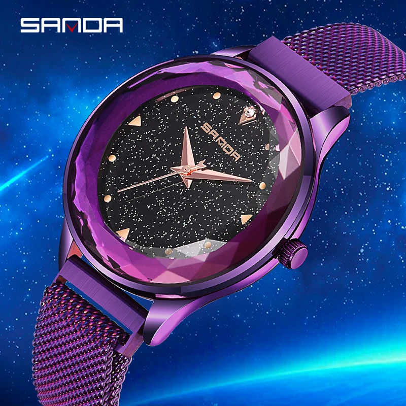 

2018 Luxury Brand lady Crystal Watch Magnet buckle Women Dress Watch Fashion Quartz Watch Female Stainless Steel Wristwatches