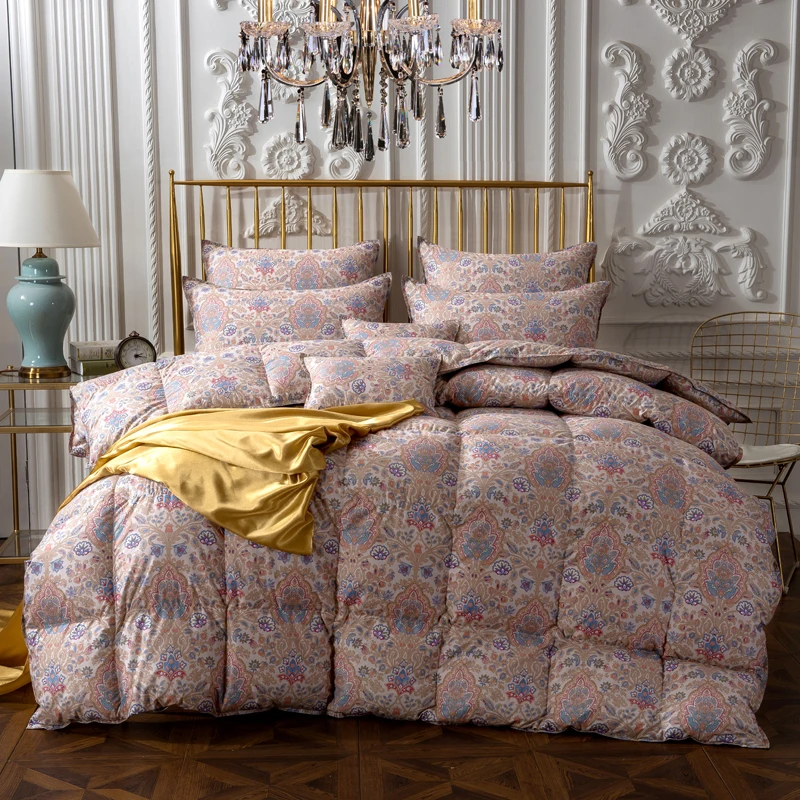 Goose Down European style thick Quilt Winter Comforter 100 Cotton Throws Blanket queen Twin