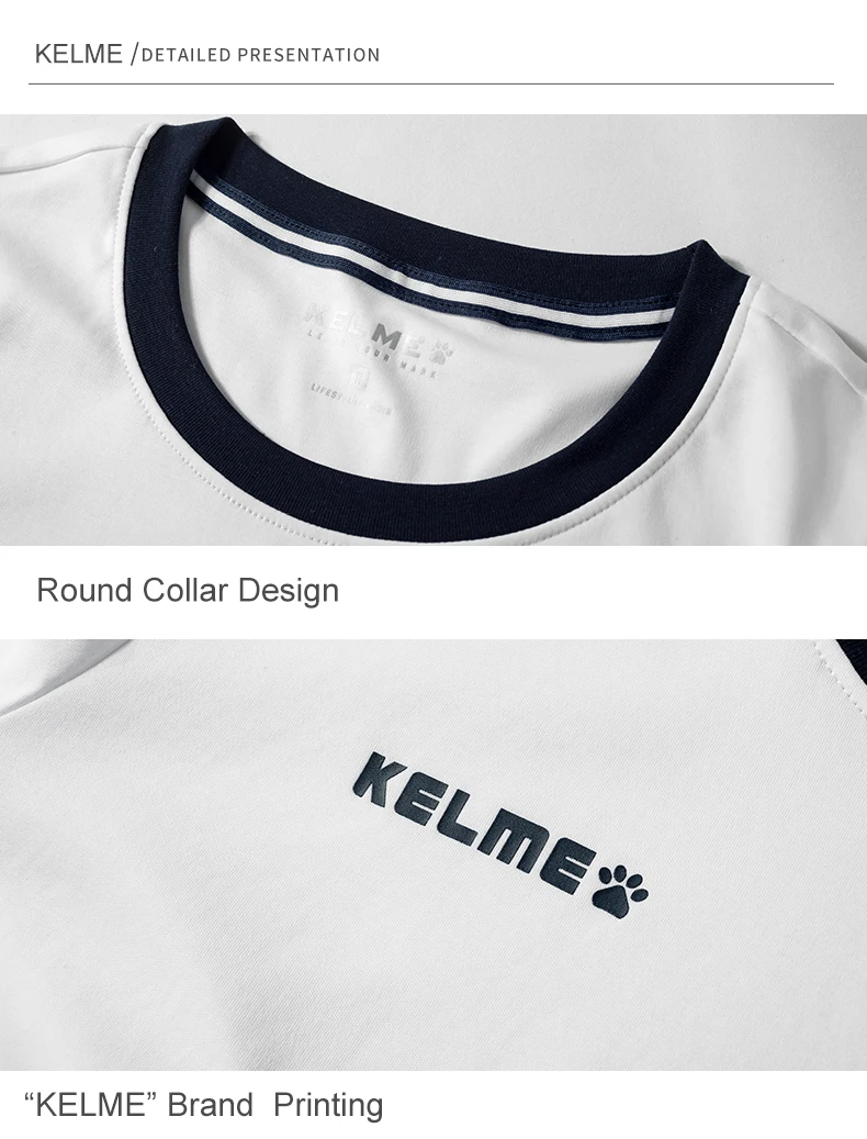 KELME Женская тонкая футболка с круглым воротником, летняя повседневная креативная футболка с коротким рукавом, 100% хлопок, дышащая 36922026