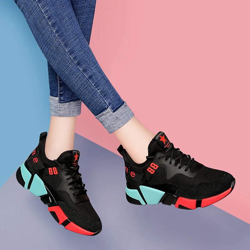 

MYCORON 2018 New Women Boots Luxury Product Handmade Lady Casual Retro Sneaker Thick Soled Flats Lace Up Dames Schoenen