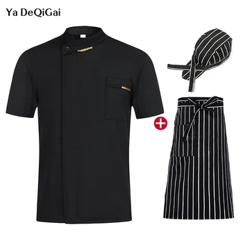 

Jackets hat apron Catering bakery shirt Chef Restaurant uniforms Summer sushi uniform work clothes men wholesale chef uniforms
