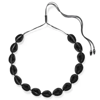 

Baroque black cowrie Shell necklace erkek kolye BEACH boho summer Chokers NECKLACE in black bijoux collar 2020 collier gift