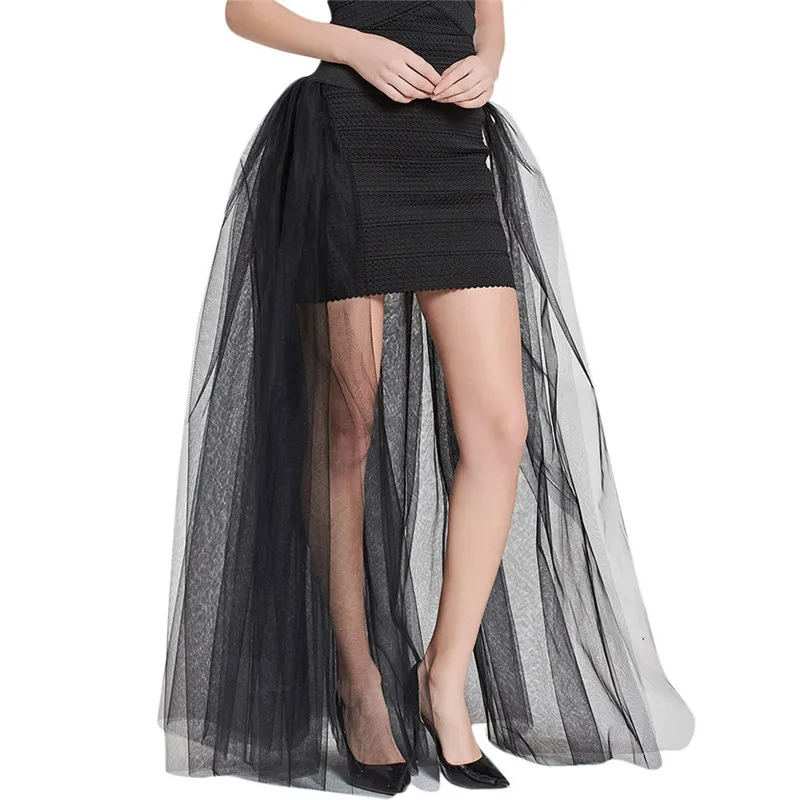 

Ladies Bridesmaid Light Big Swing Mopping Skirt Mesh Skirt Elegant woman solid tulle mesh princess mesh party skirt Q0225