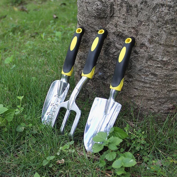 BESTOYARD 3PCS Garden Tool Set Trowel Transplanter Cultivator(Yellow& Black