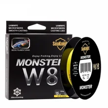 MONSTER W8 качество 150 м плетеная рыболовная леска 8 нитей плетение Супер тонкая 0,8# PE мультифиламентная плавающая леска 15 фунтов 6,8 кг 0,14 мм
