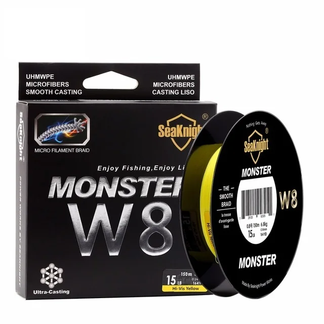 Рыболовная плетеная леска MONSTER W8 8 нитей супертонкая многонитевая плавающая 150 # PE