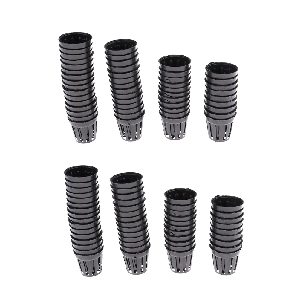 100 pcs Round Aquatic Plant Basket Black Slotted Mesh Net Pot for Hydroponics S