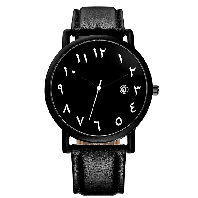 BSL1034 BAOSAILI Arab Numbers Scales Men Watch Big plate White Black PU leather BSL1034 BAOSAILI Arab Numbers Scales Men Watch Big plate White Black PU leather
