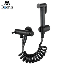 Black Handheld Bidets Spray Brass Shower Sprayer Set Toilet Faucet Shower Bidet Horizontal With Hose and Holder Wall Mounted
