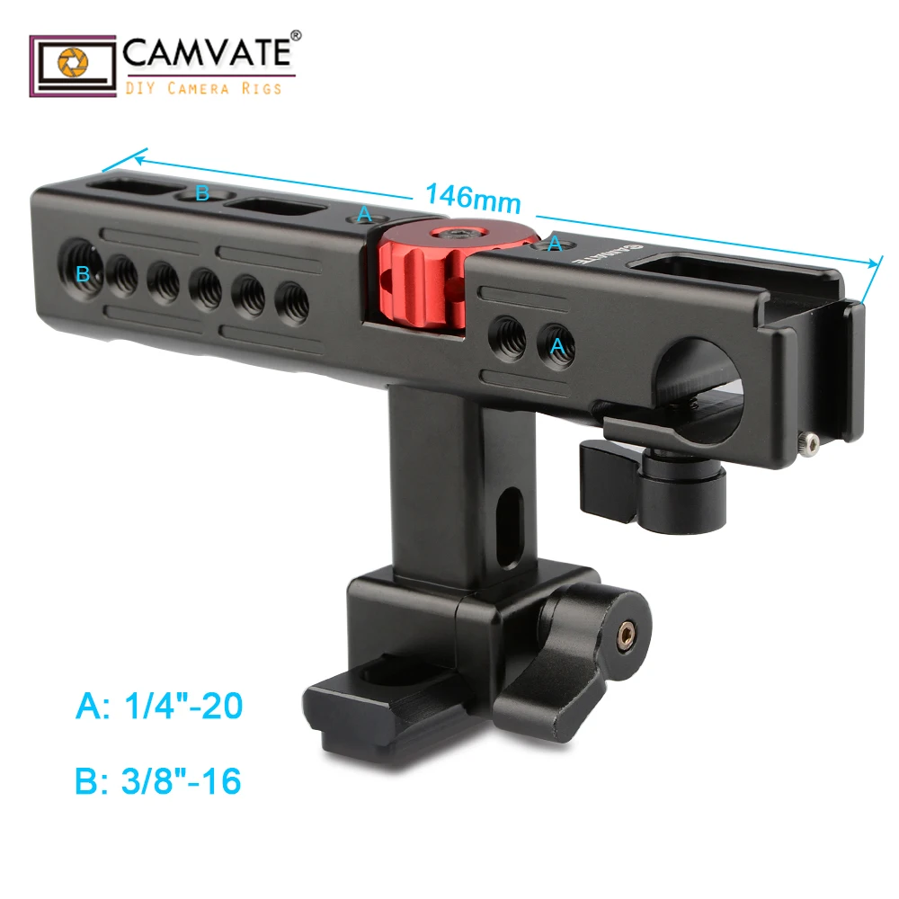  CAMVATE Nato Top Handle Kit with 15mm Rod Clamp & Shoe Mounts for Camera Cage Rig (Black) C1585 cam