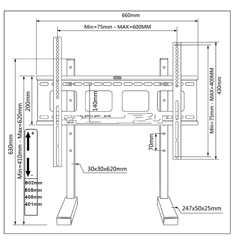 Большое крепление для телевизора сверхпрочная 60 75 дюймов большая Подставка