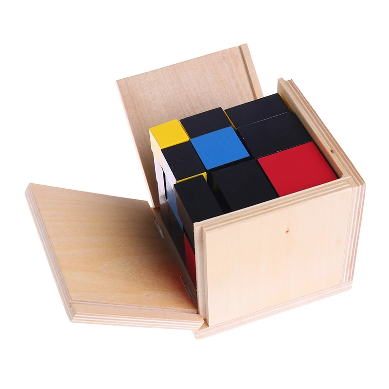 Раннего обучения Развивающие игрушки Монтессори Деревянные трехчлена Cube для Toddlers-m18