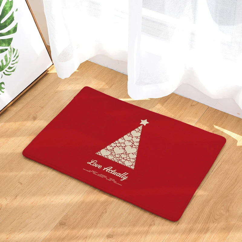 

Comwarm Anti-Slip Christmas Mat American Style Red Color Carpet Christmas Tree Gift Box Shining Ball Absorbent Home Hall Rugs