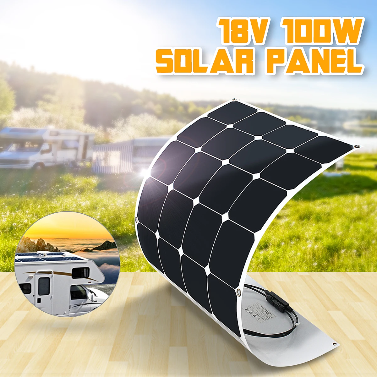 

100W 18V Flexible Solar Panel Plate 100W Solar Charger For Car Battery 12V Sunpower Monocrystalline Silicon Cells Module Kit