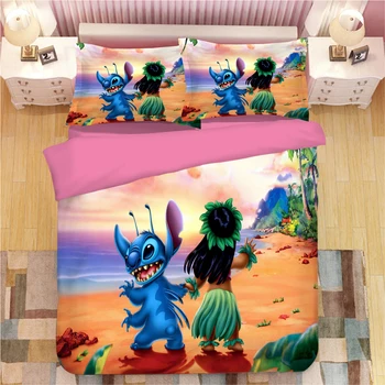 

3D Stitch Anime Bedding Set cartoon Duvet Covers Pillowcases kids bed sets Comforter cover Bedding Sets bedclothes bed linen