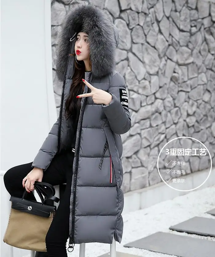 Goedkoop Winter Vrouwen Kapmantel Bontkraag Dikker Warme Lange Jas vrouwen jas meisjes lange slanke grote bontjas jas down Parka
