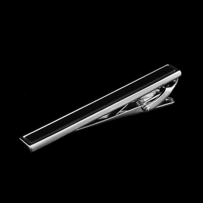 CHUKUI Drop Shipping Luxury Silver Color Black Crystal Stone Tie Clip Copper Tie Bar Men's Tie Pin For Father's Day Gift (7)