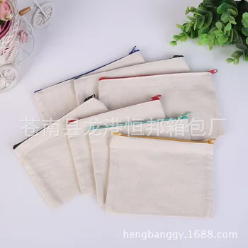 

blank canvas zipper Pencil cases pen pouches cotton cosmetic Bags makeup bags Mobile phone clutch bag organizer SL6092