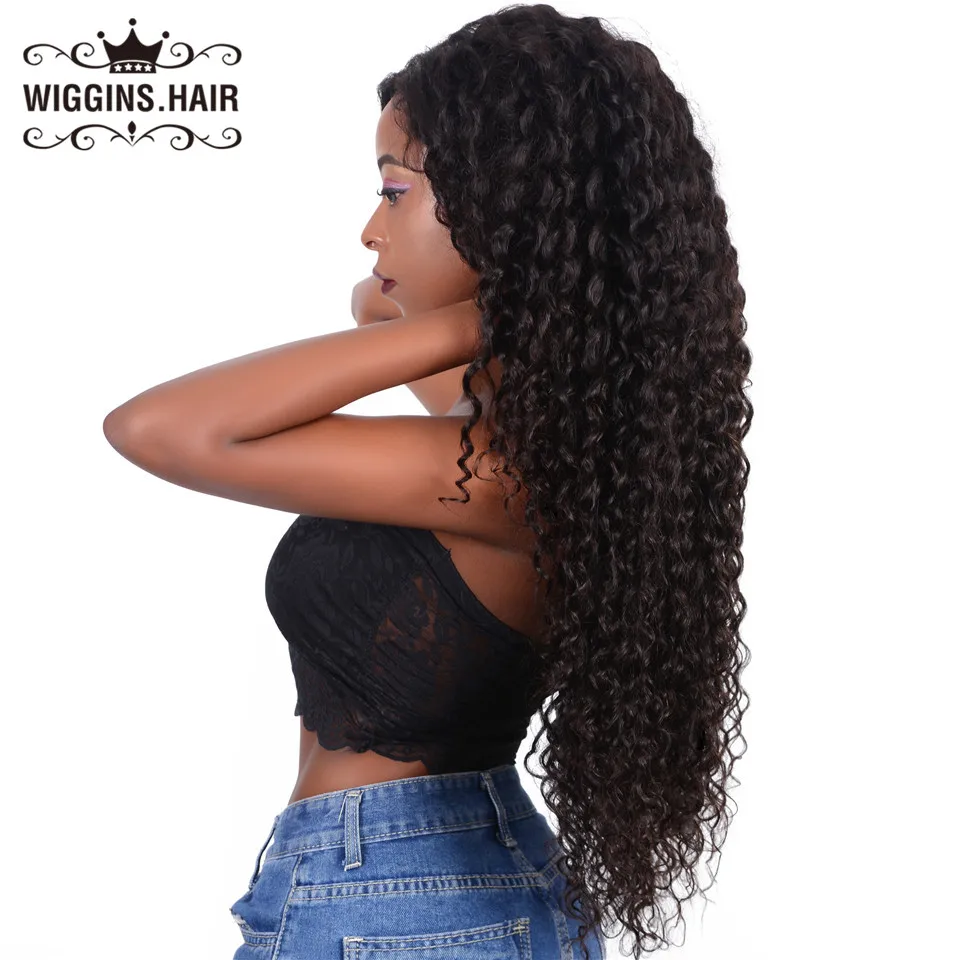 Wiggins 360 Lace Wig Brazilian Deep Wave Front Remy Wigs 150 180 250 Density Preplucked for Women | Шиньоны и парики