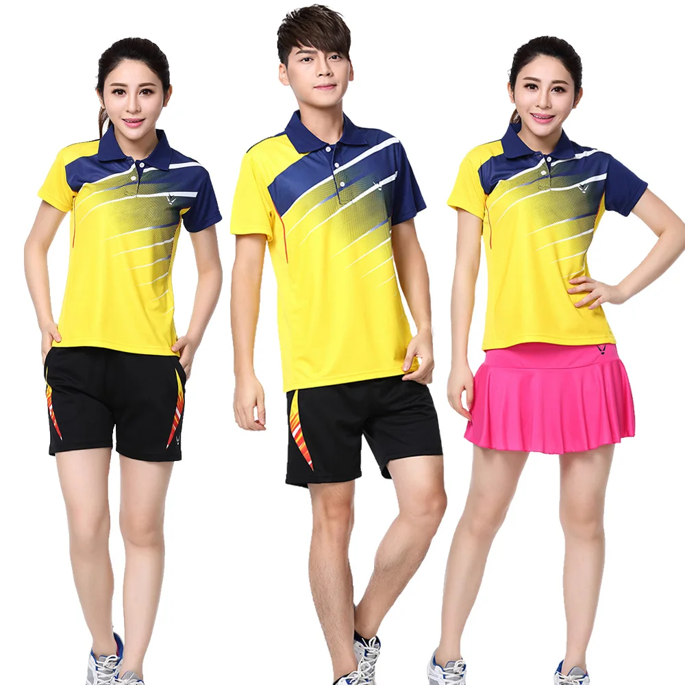 

Adsmoney Tennis Suit , Women / Men Quick Dry breathable badminton shirt + Skirts sports POLO T Shirts Shorts