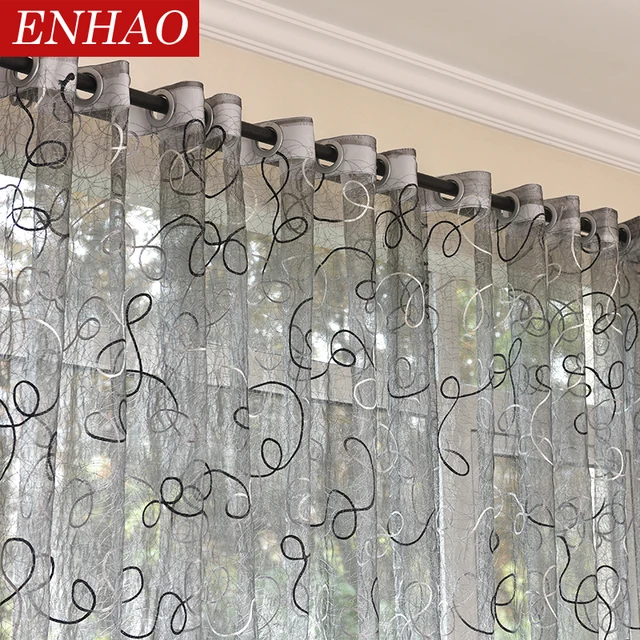 Modern Embroidered Tulle Curtains 5
