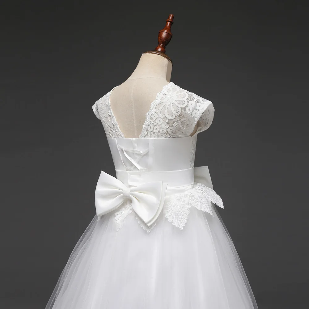 Lace Teen Girls Dress 2018 New Tule Child Wedding White Princess Pageant Gown Bridesmaid Dresses For Kids Party Evening Clothing (6)
