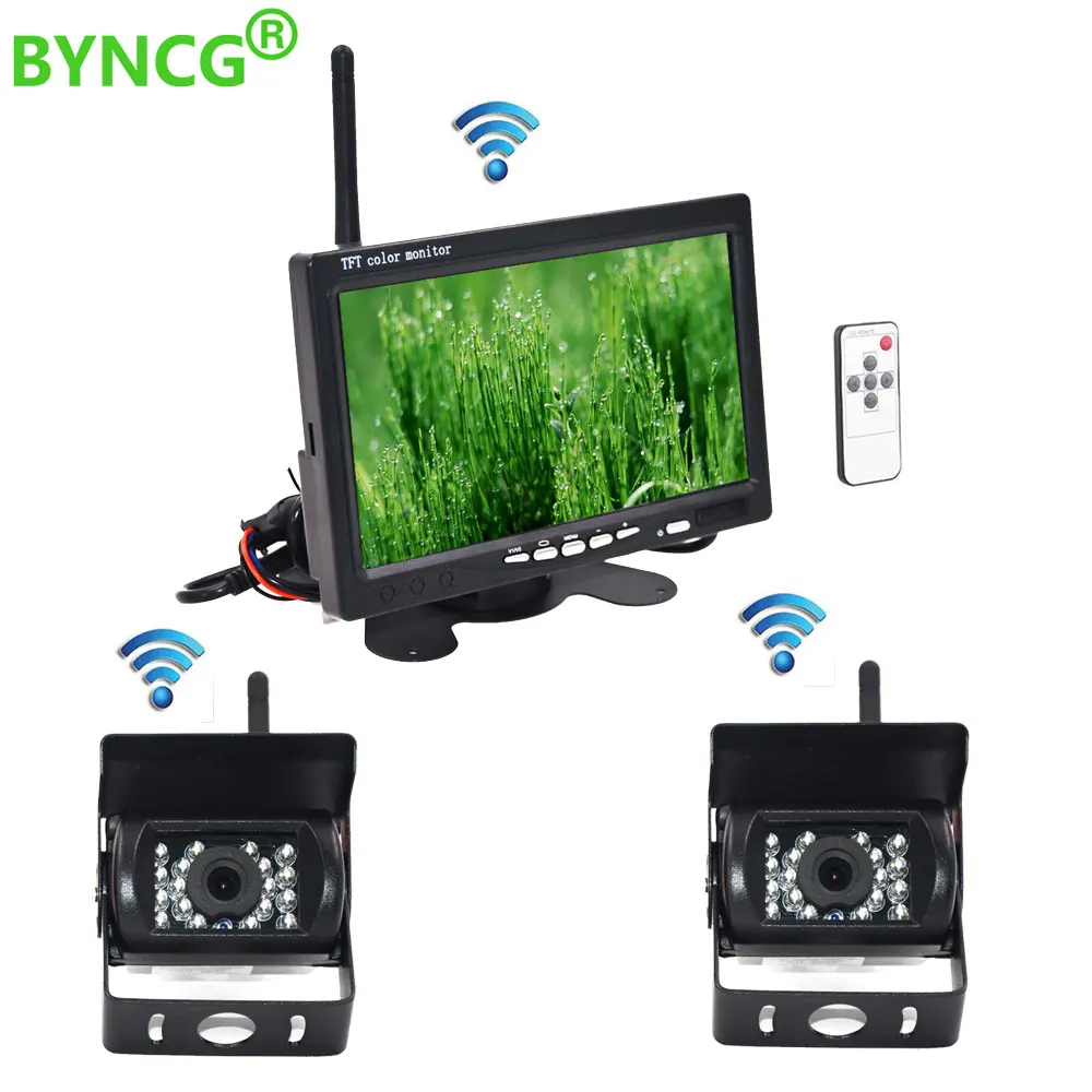 

Wireless Reverse Reversing Camera & IR Night Vision 7" Car Monitor for Truck Bus Caravan RV Van Trailer Rear View Camera