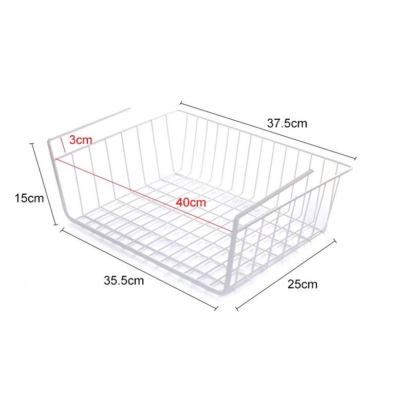Шкаф подвесной под полкой Железный контейнер для хранения сетчатая корзина Cabiniet дверь Органайзер стойка тарелка блюдо шкаф Держатели корзина для хранения стеллаж - Цвет: Hanging White L