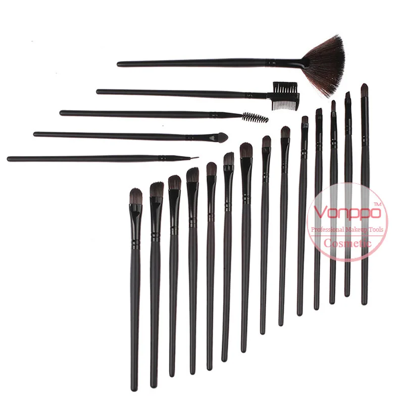Brand Professional 24Pcs Make Up Brushes Set Face Cosmetic Kit with Black PU Leather Bag