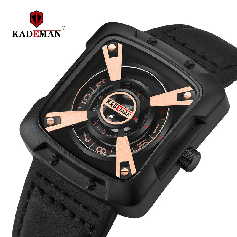 

KADEMAN Luxury Brand Men's Watch Waterproof Military Sport Leather Watch Top Quality Fashion Male Wristwatches Relogio Masculino