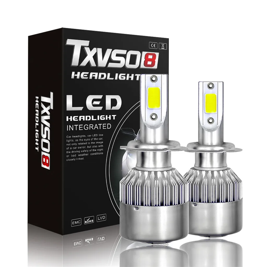 

NTXVSO8 H7 LED Headlight Conversion Kit COB Bulb 55W 13000LM White 6000K Headlight Fog Light (Pack of 2 Auto Accessories